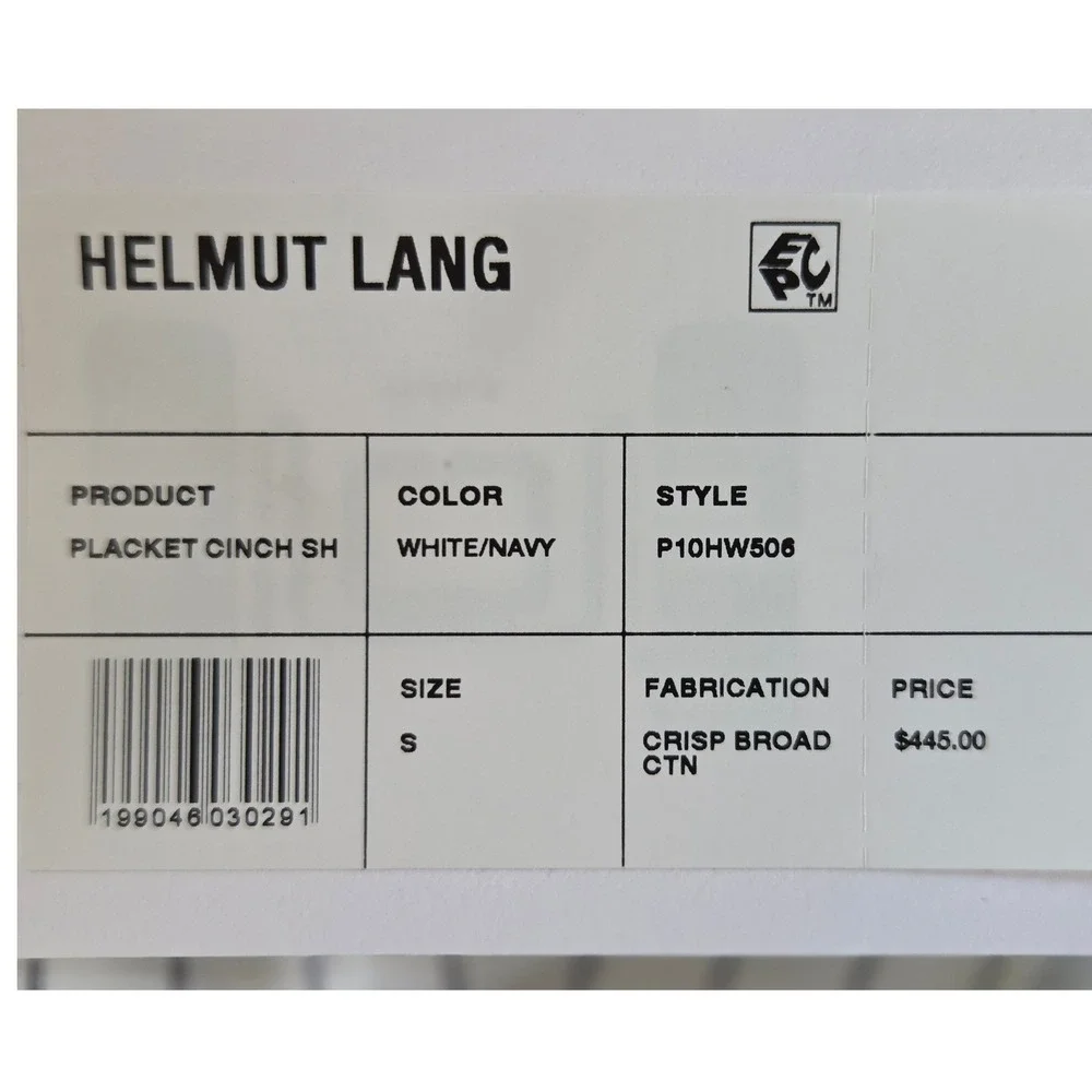 Helmut Lang Placket Cinch Shirt Pinstripe Women S White/Navy NWT $445 P10HW506